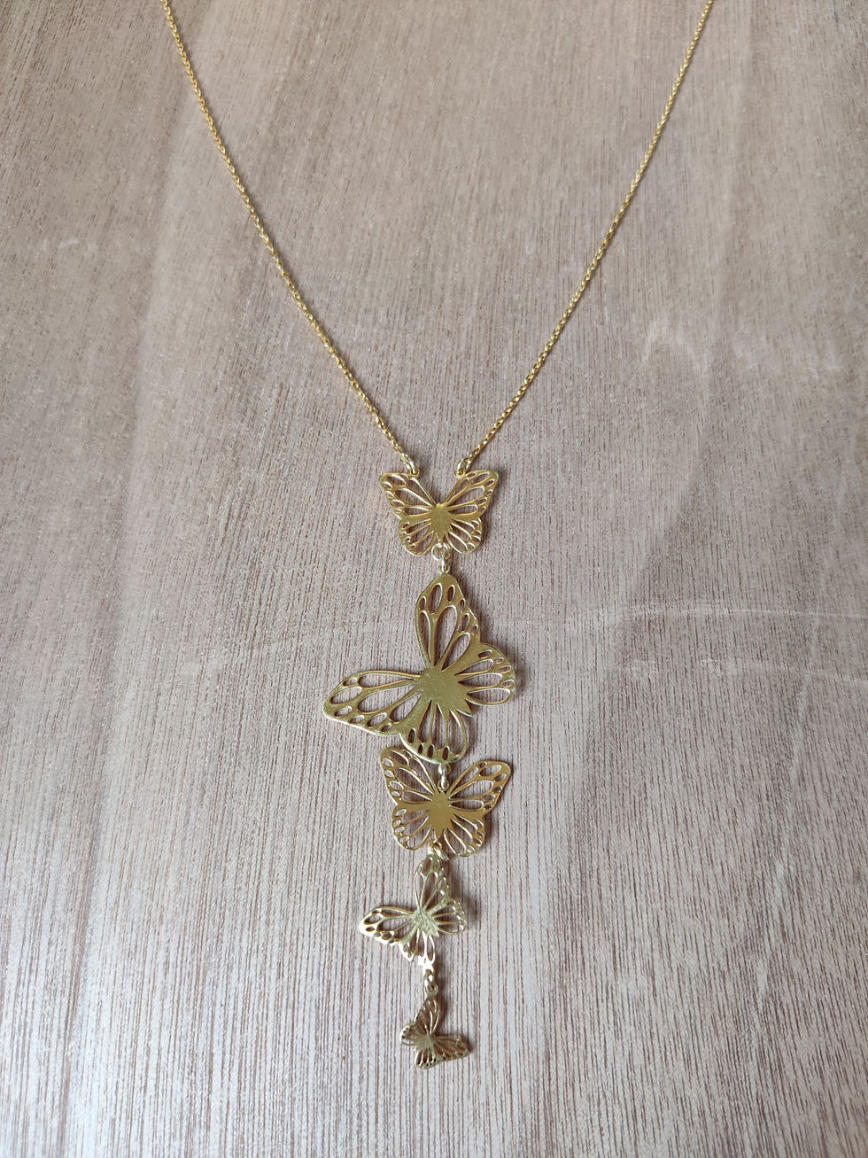 Thumbnail: Butterfly layered necklace with link chain