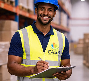 Trabalhador de armazém conferindo invent