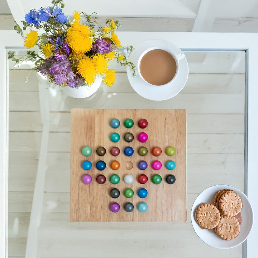 Miniaturbild: Remember Spiel Solitär aus Holz und Glaskugeln im Home-and-Kitchen Online Shop