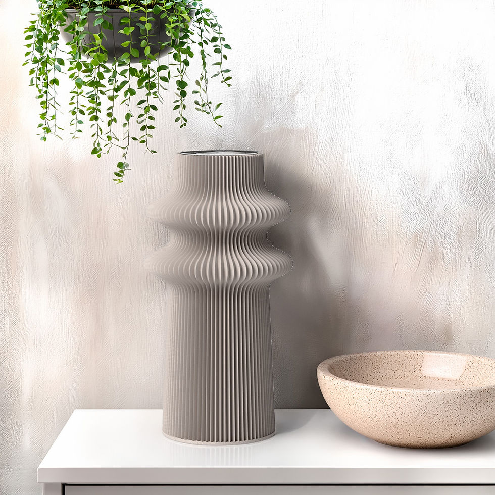recozy+ Blumenvase Tower 2 , Farbe Pebble Taupe, aus recyceltem Kunststoff, Home-and-Kitchen Online Shop