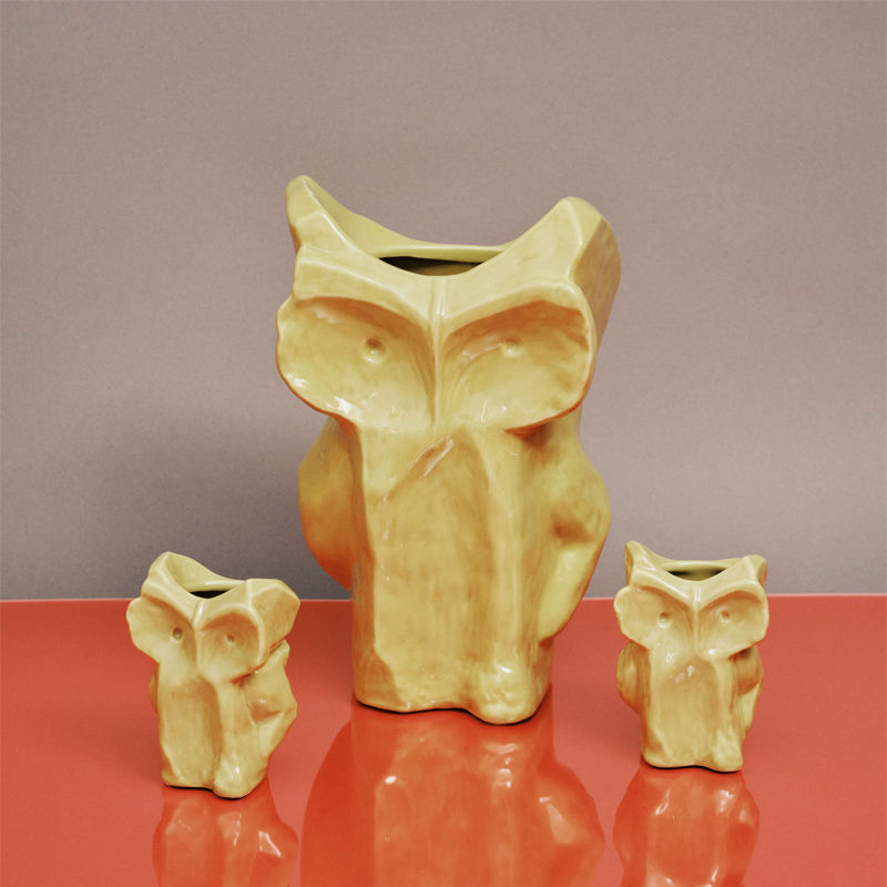 Miniaturbild: Serax - Marni Steingut Vase OWL / Eule AFTER MIDNIGHT - Größe S - gelb im Home-and-Kitchen Online Shop