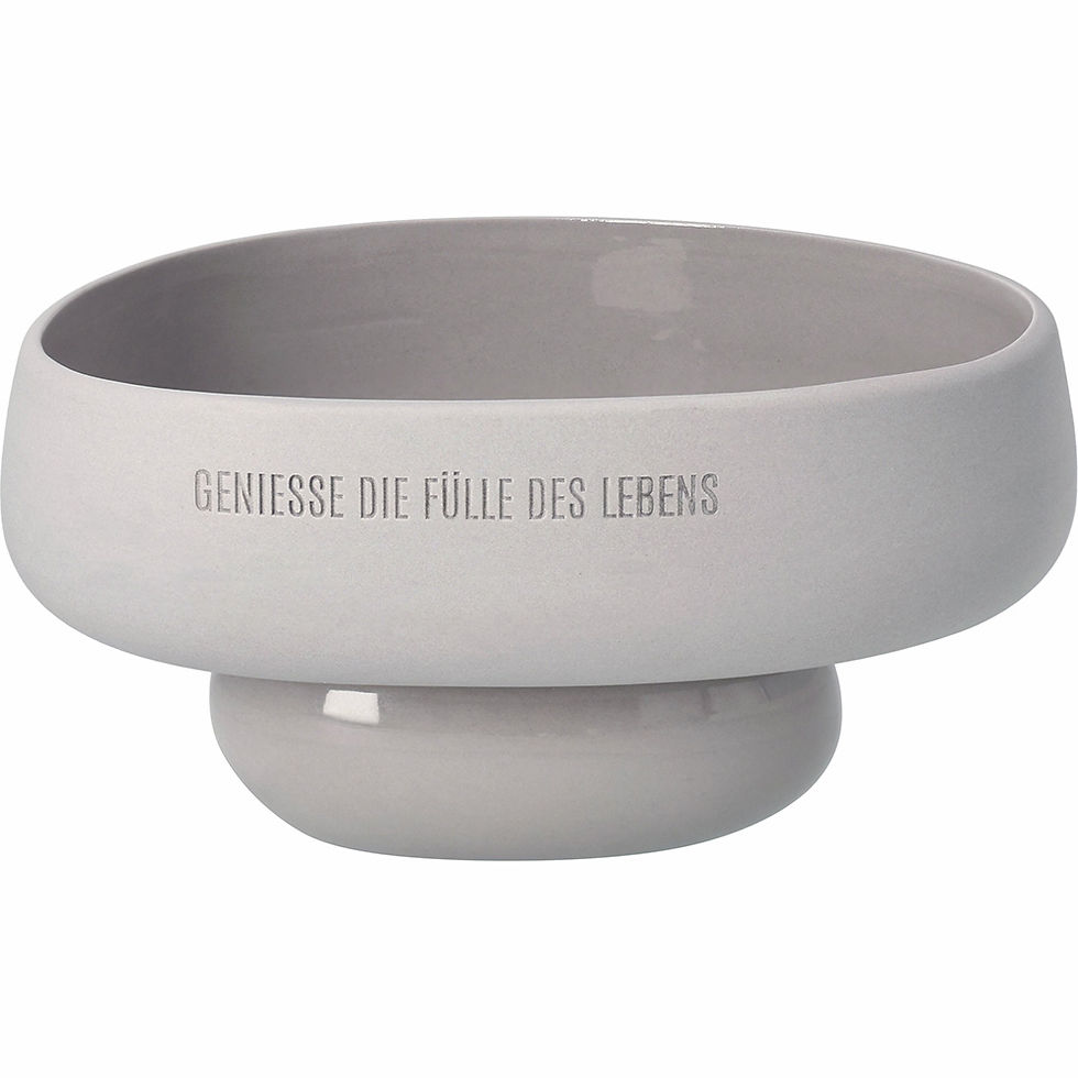 Miniaturbild: Räder Design Naturelemente Steingut Schale GENIESSE DIE FÜLLE DES LEBENS – grau im Home-and-Kitchen Online Shop