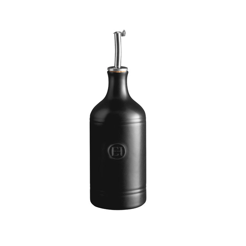 Emile Henry  - Ölgießer / Ölspender - Schwarz - 450 ml, Tropffreier Edelstahl Ausguss