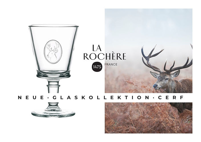 Neue Glaskollektion CERF ( Hirsch), Weingläser und Trinkgläser