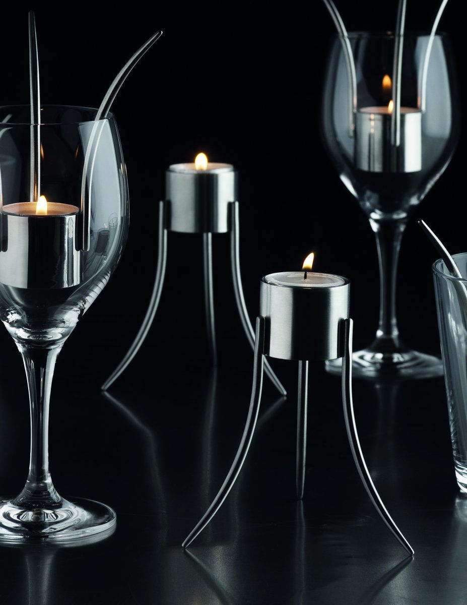 Home & Kitchen, Teelichthalter aus glänzendem Edelstahl, mit 3 Kombinationsmöglichkeiten