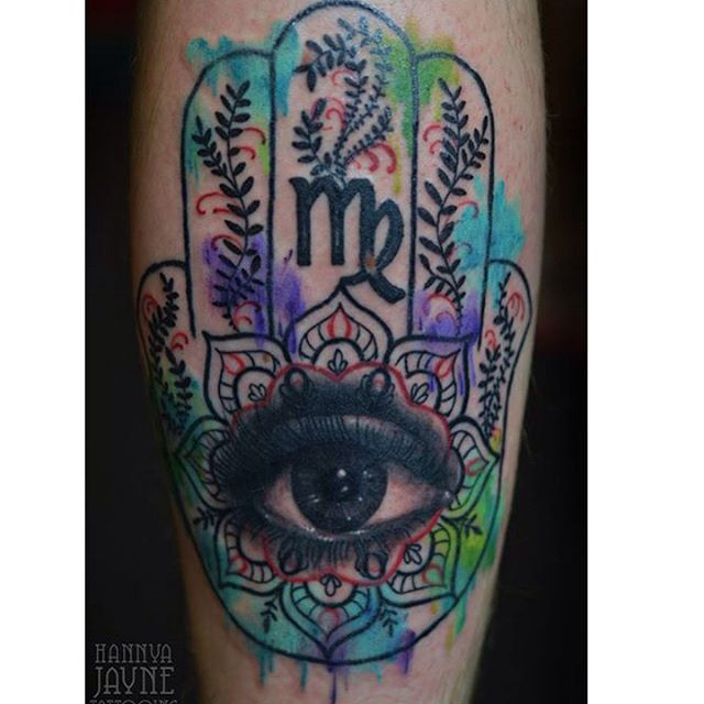 Hamsa hand of fatima tattoo Hannya Jayne 