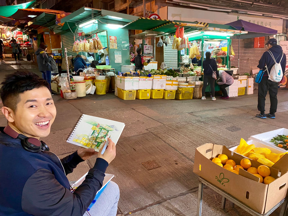 wet market, Hong Kong, vegetable stall