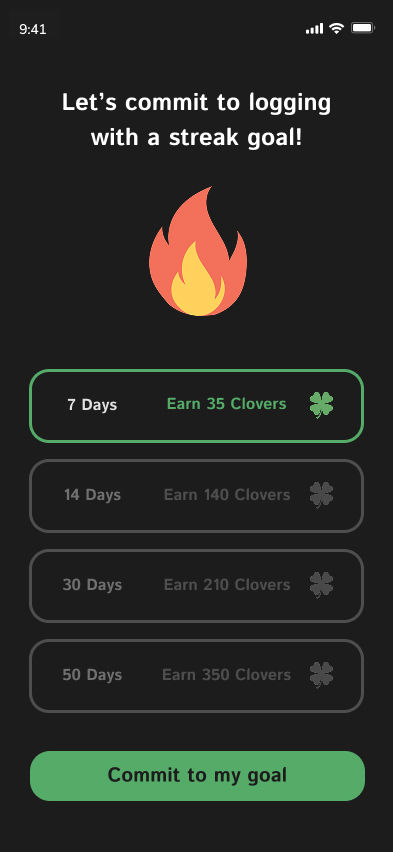 Streak Goal Screen