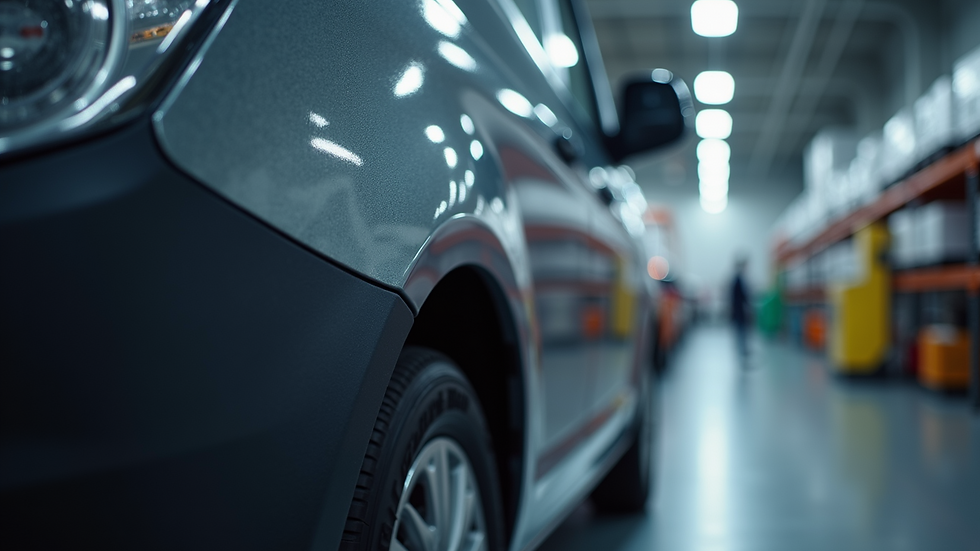 Close-up view of a professional installing a vehicle wrap on a van