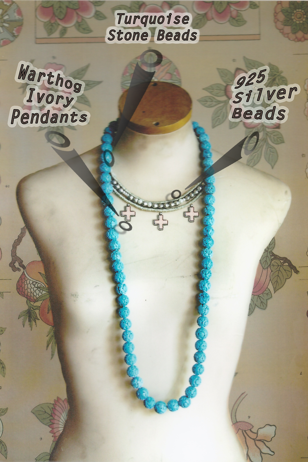 CARVED-TURQUOISE-WITH-WARTHOG-IVORY-PENDANTS