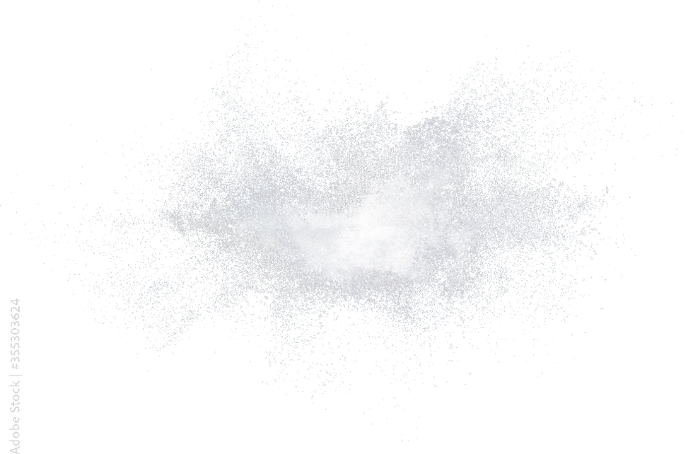 White powder explosion isolated on black background