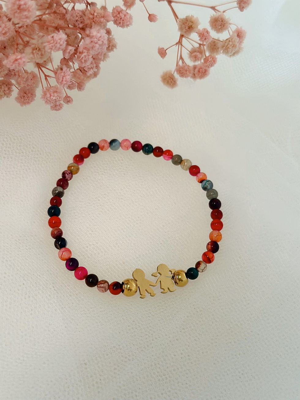 Miniatura: Pulseras de piedras naturales y oro laminado