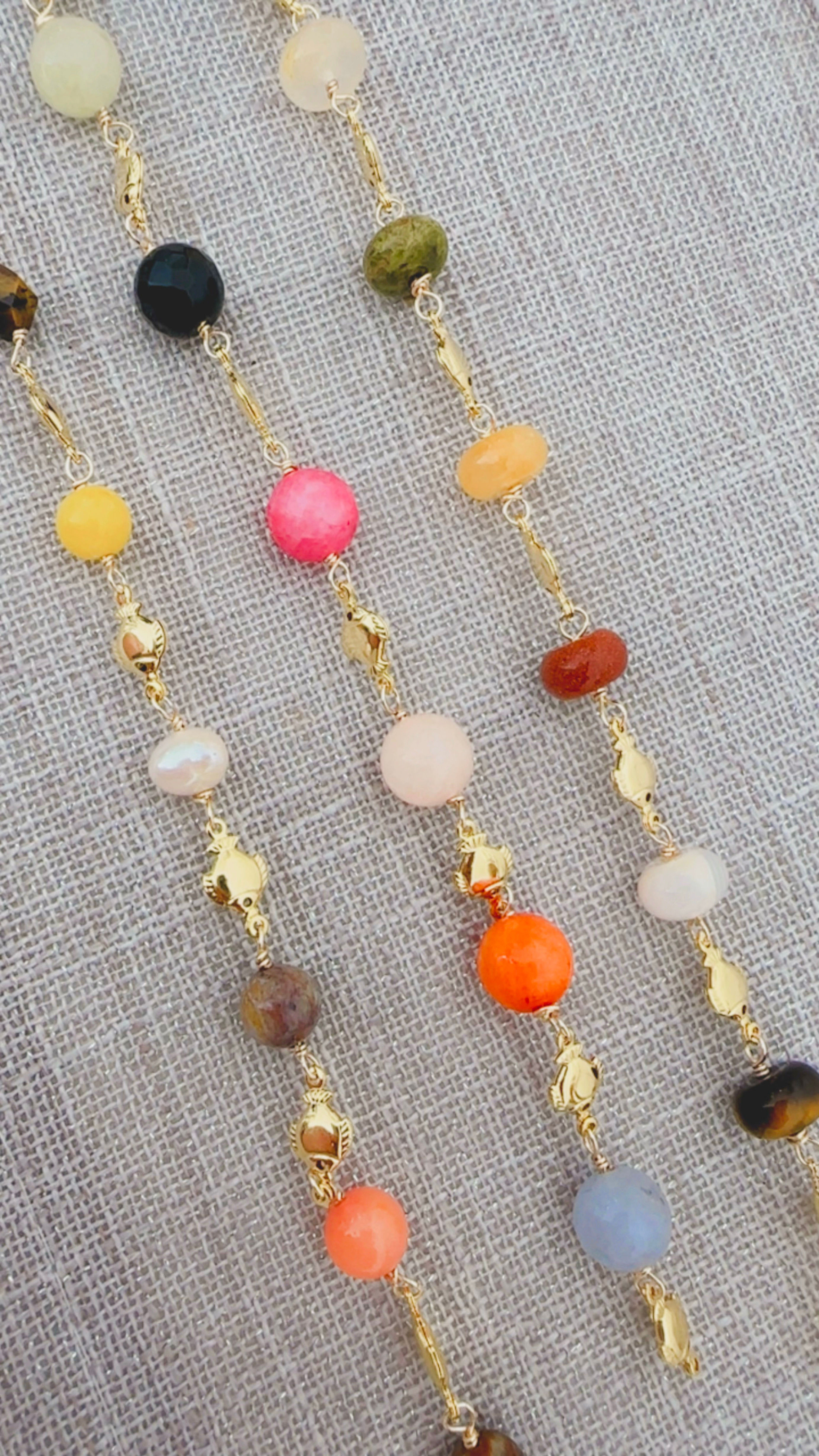 Pulsera de oro laminado c/ piedras naturales P.neto