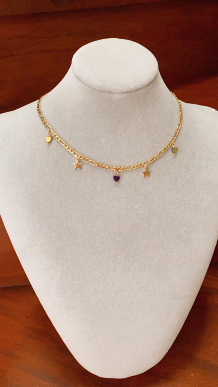 Cadena de estrellas y corazón de hematitas