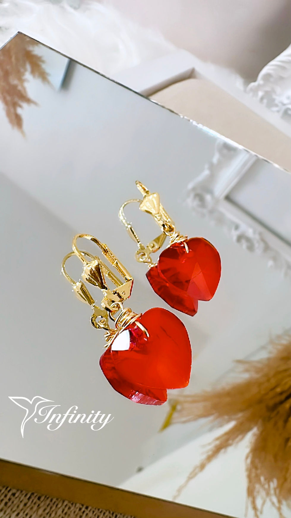 Miniatura: Aretes de oro laminado y cristal cada par