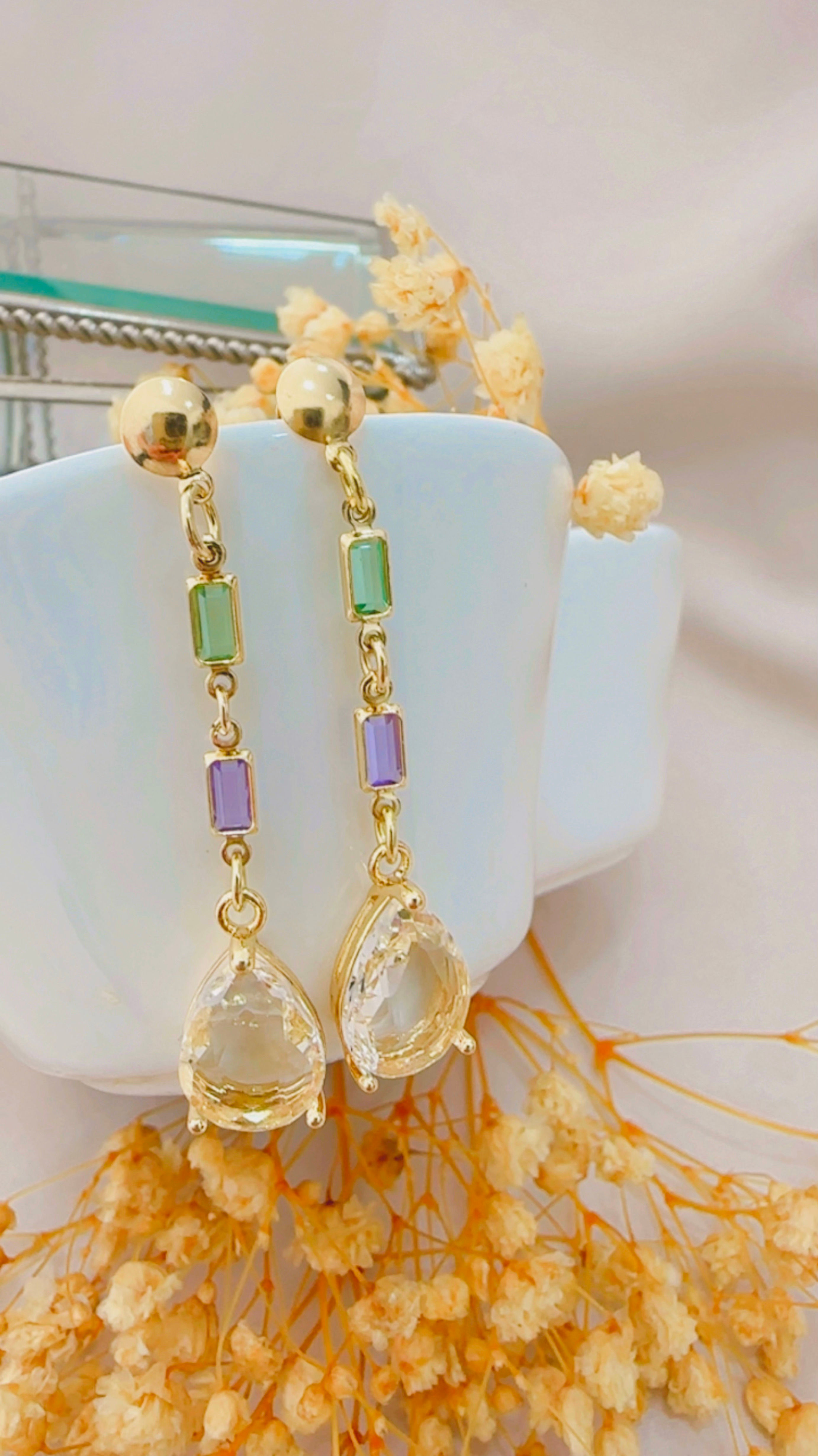 Aretes largos de oro laminado precio neto