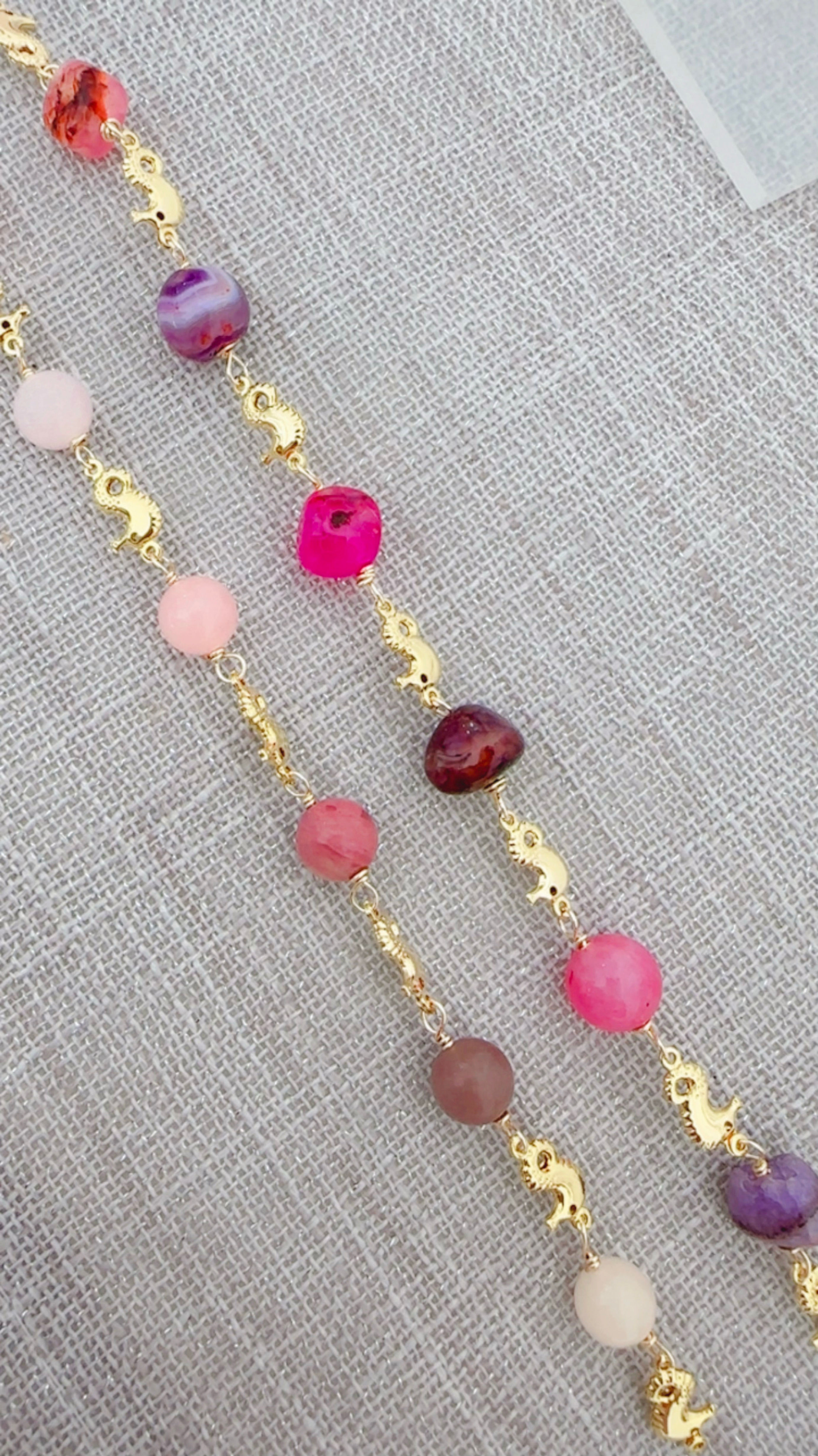 Pulsera de oro laminado c/ piedras naturales P.neto