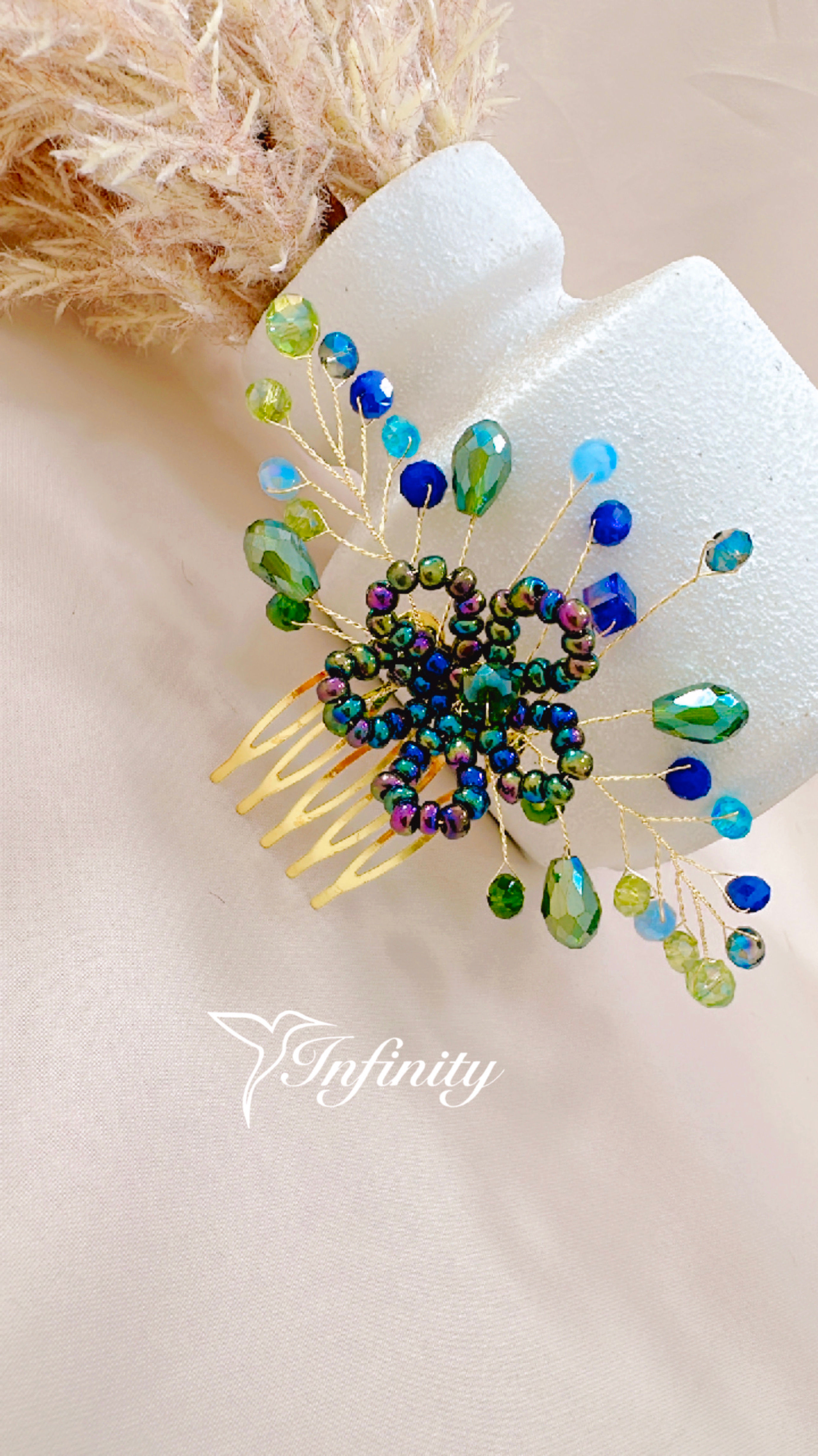 Peineta verde tornasol