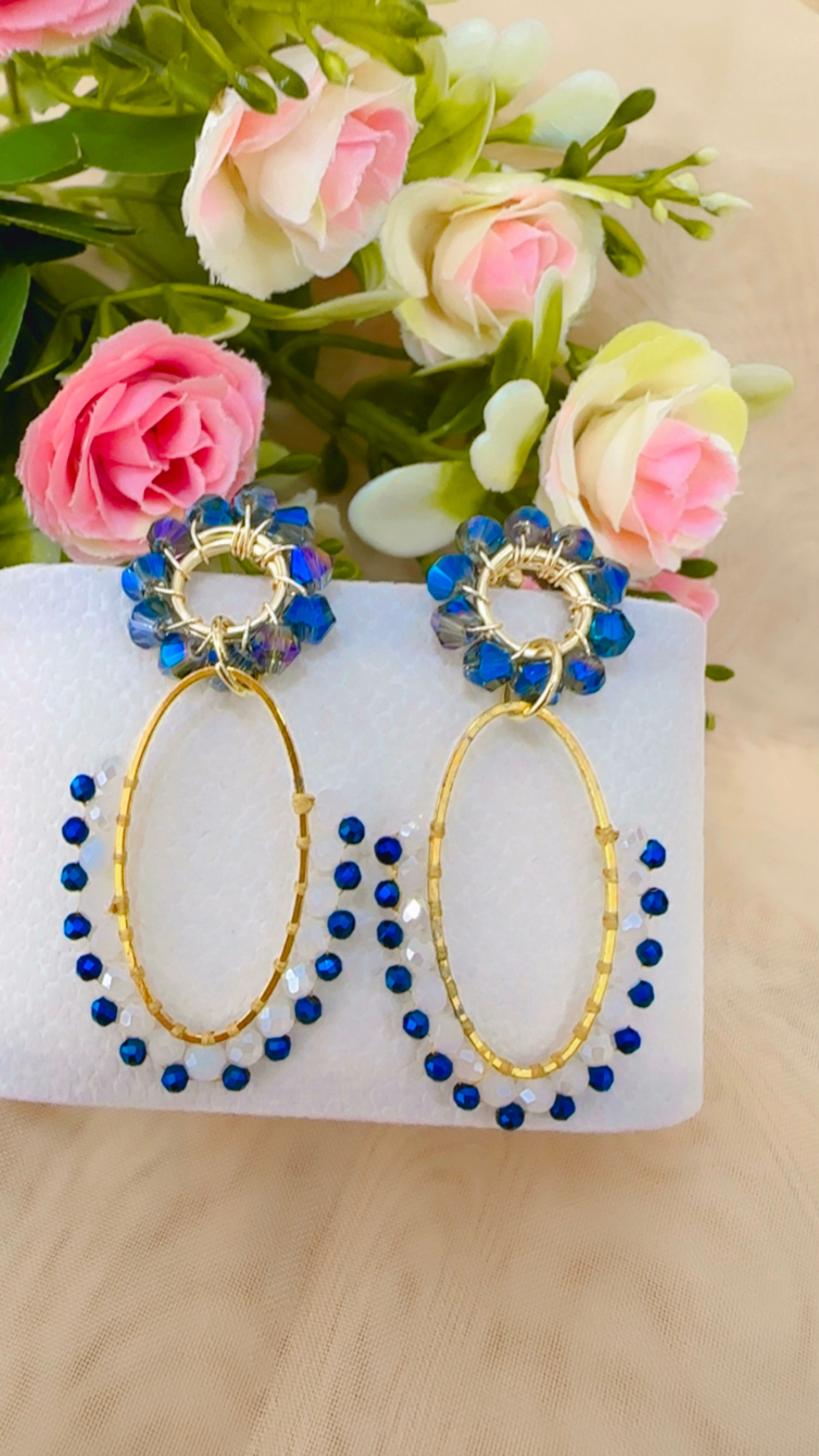 Aretes de oro laminado con cristales 