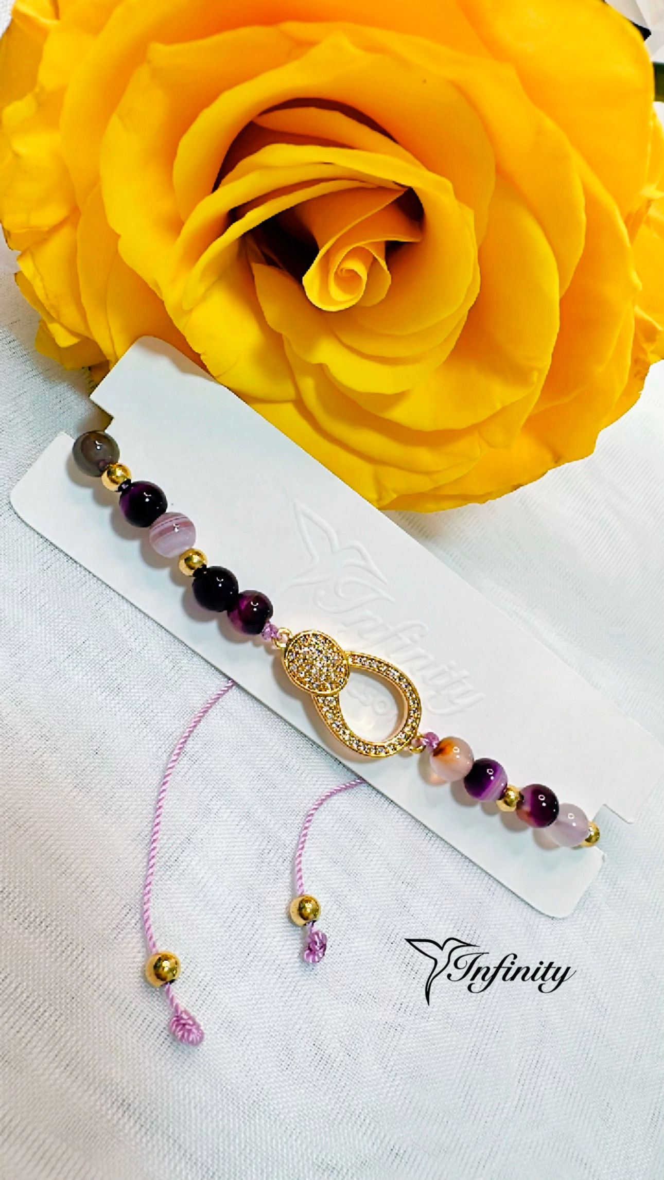 Pulsera de agatas y oro laminado