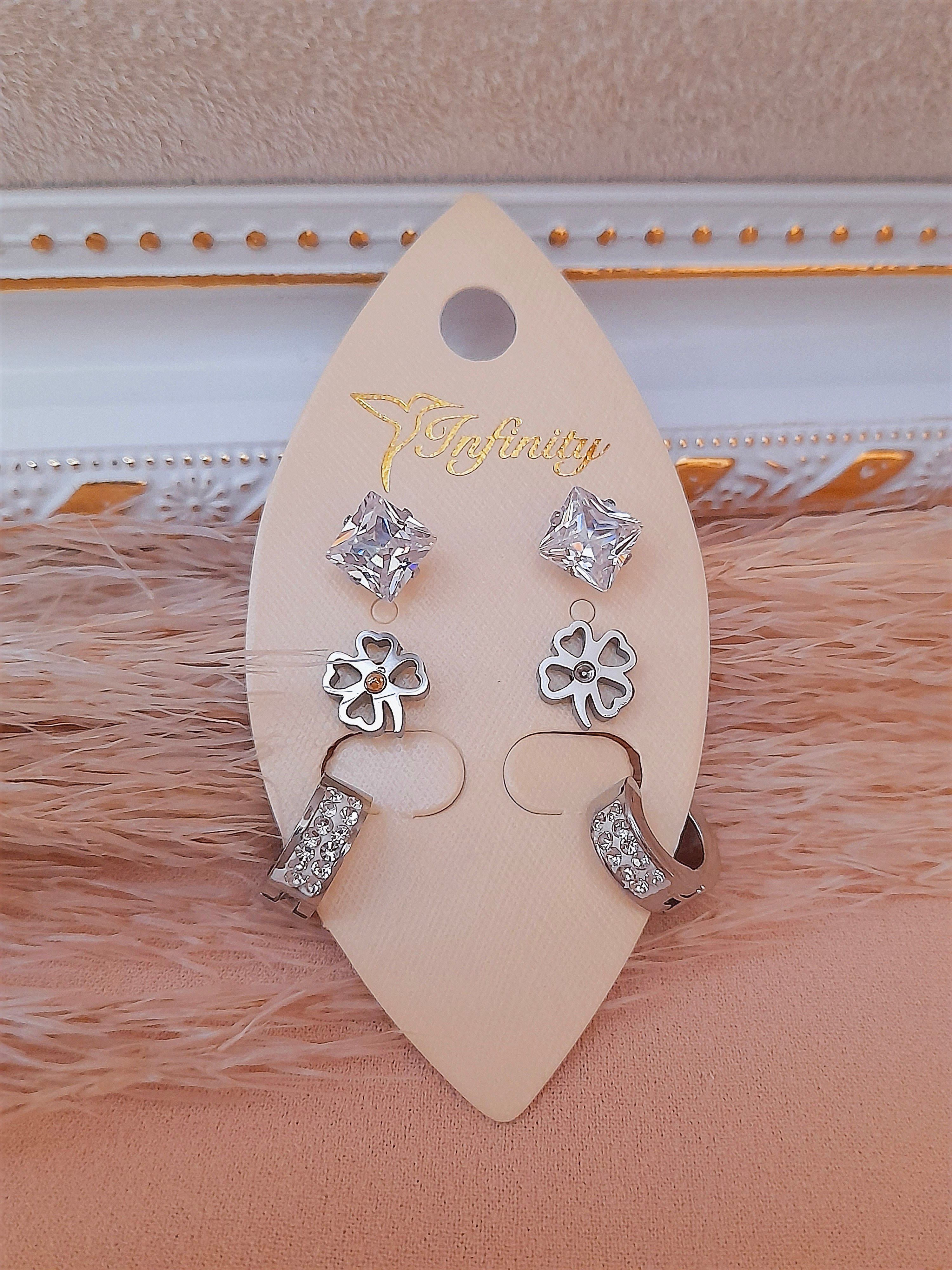 Set de 3 aritos de acero