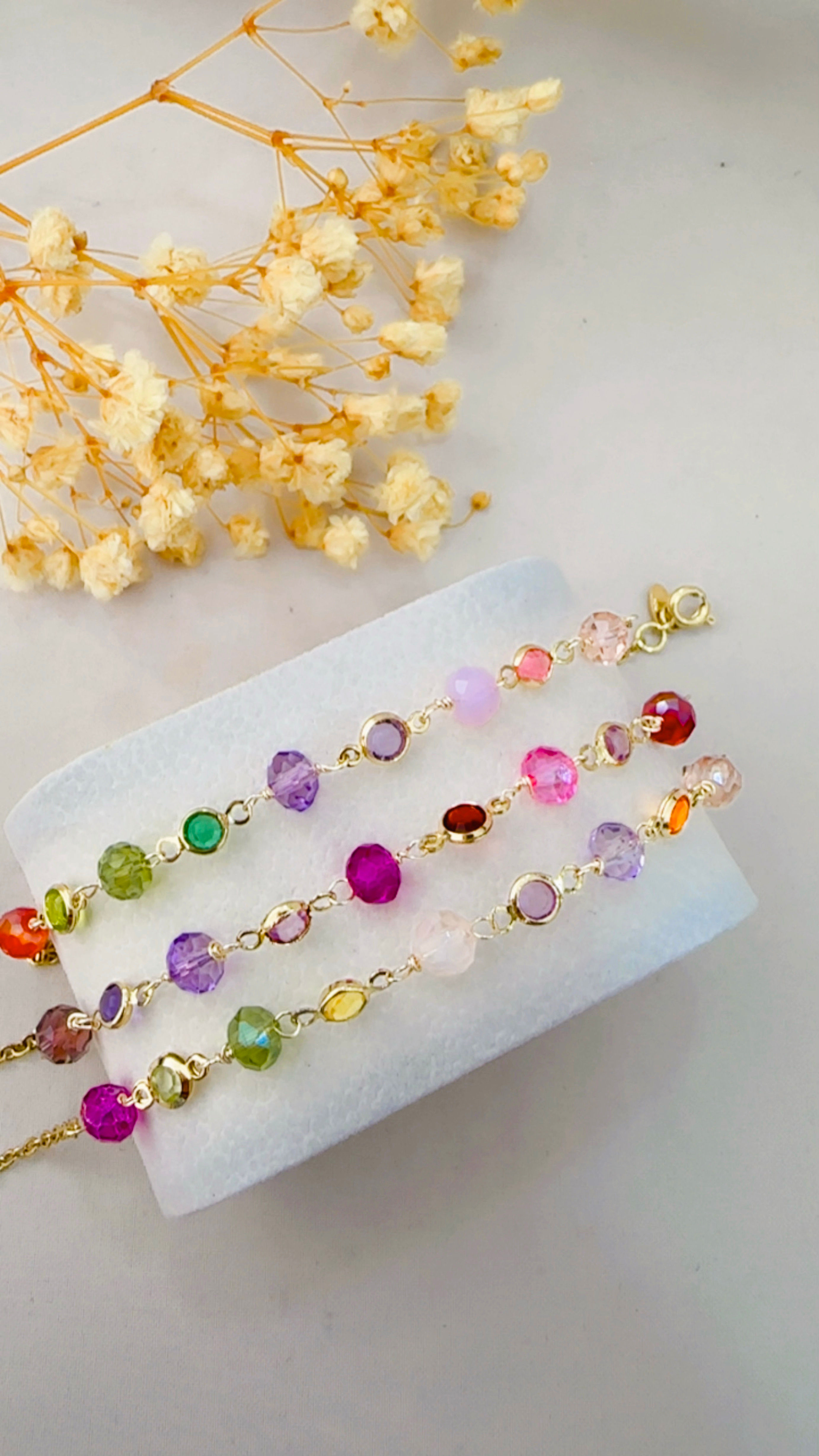 Pulsera de oro laminado multicolor  c/u