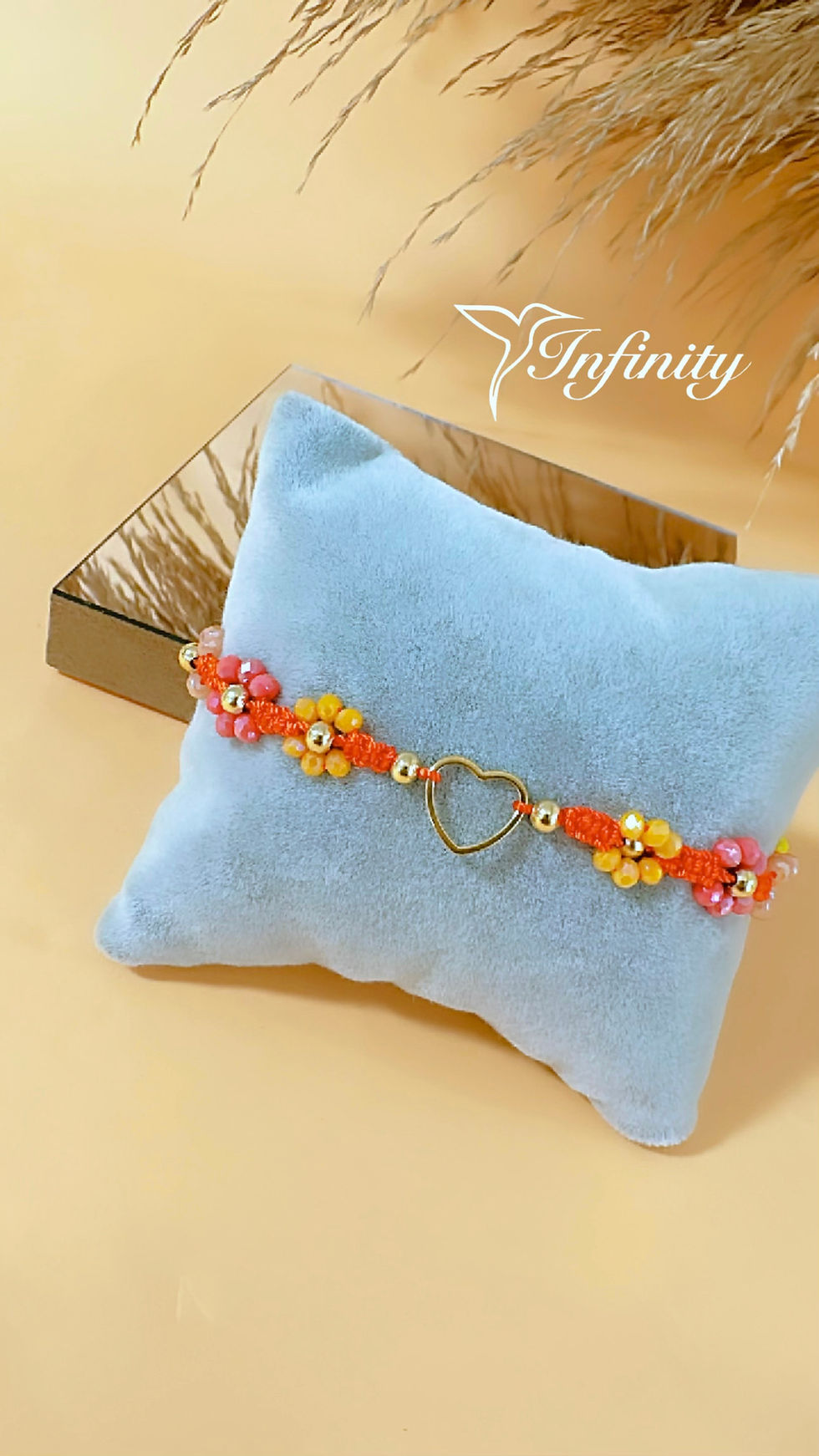 Miniatura: Pulsera de flores y oro laminado