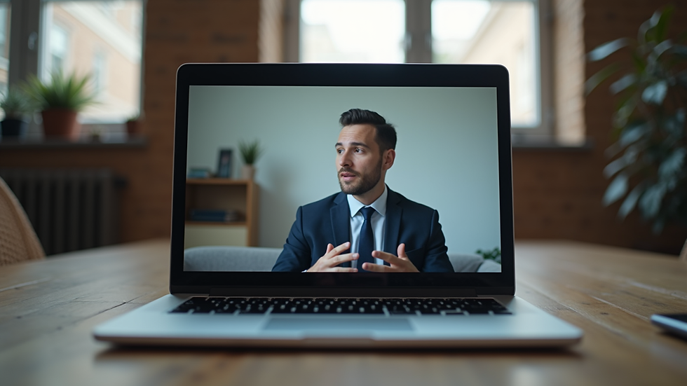Close-up view of a laptop screen showing a virtual counseling session in progress