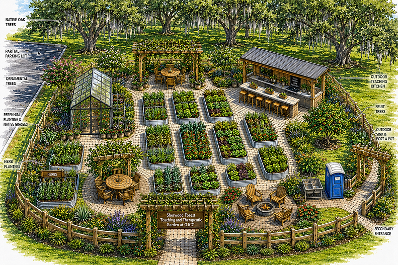 The Future Sherwood Forest Teaching and Therapeutic Garden at GJCC
