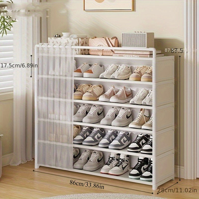 Thumbnail: Dustproof Foldable Shoe Display Rack with Non-Slip Base, Multi-Layer Storage She