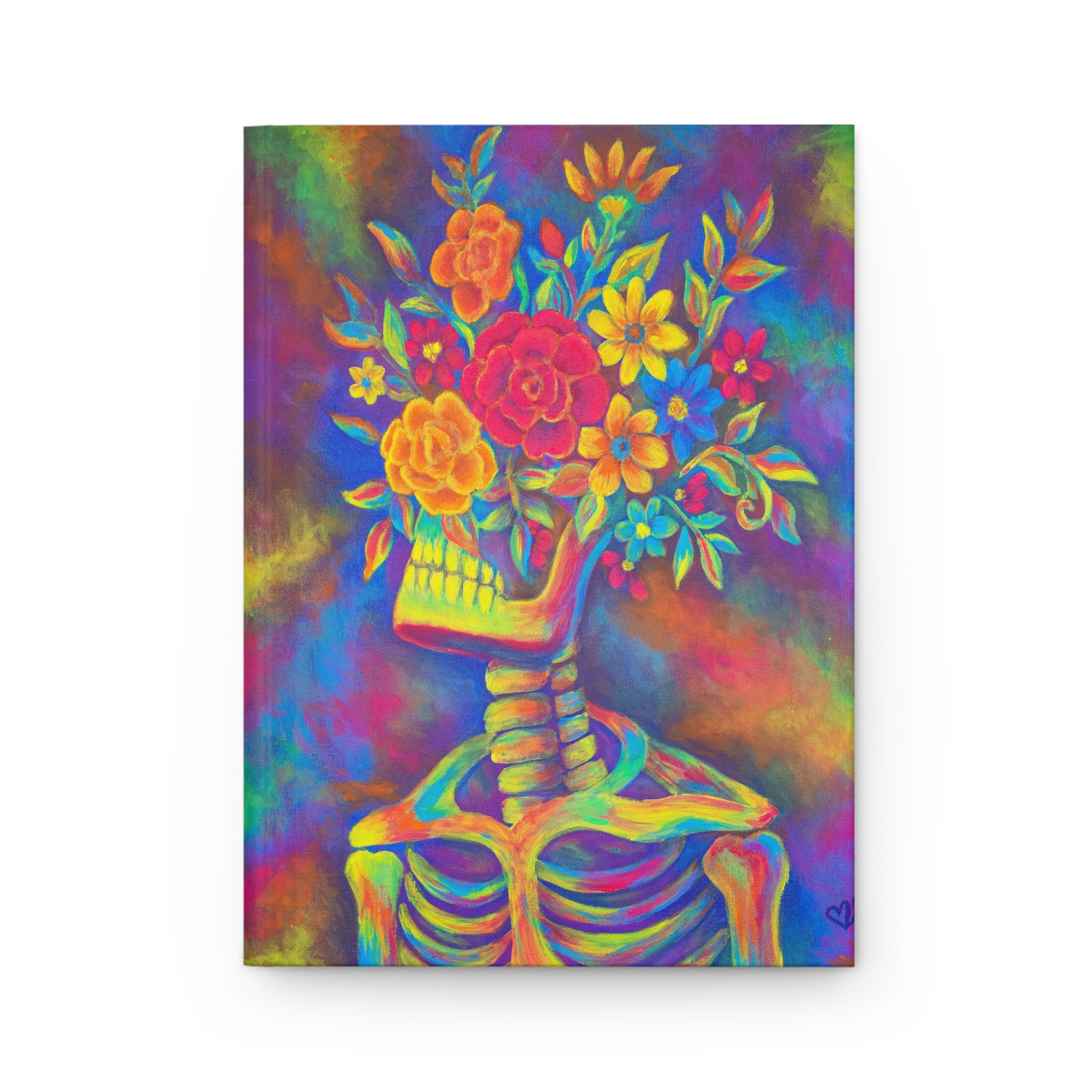 Hardcover Journal — Colorful Floral Skull Art Notebook (Spread Love)