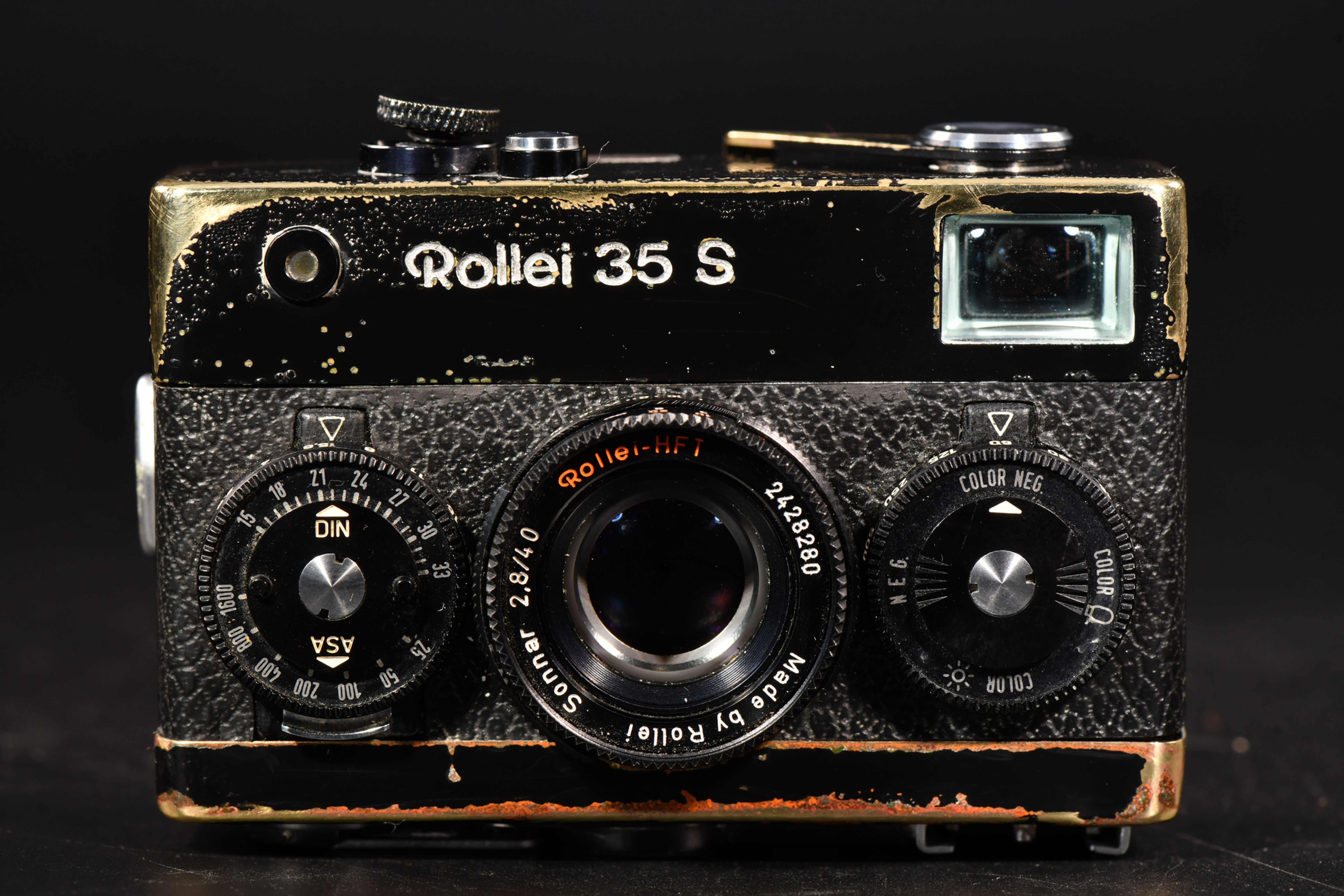 Rollei 35S - Black Brassed/Black Leather - Condition: Brassed