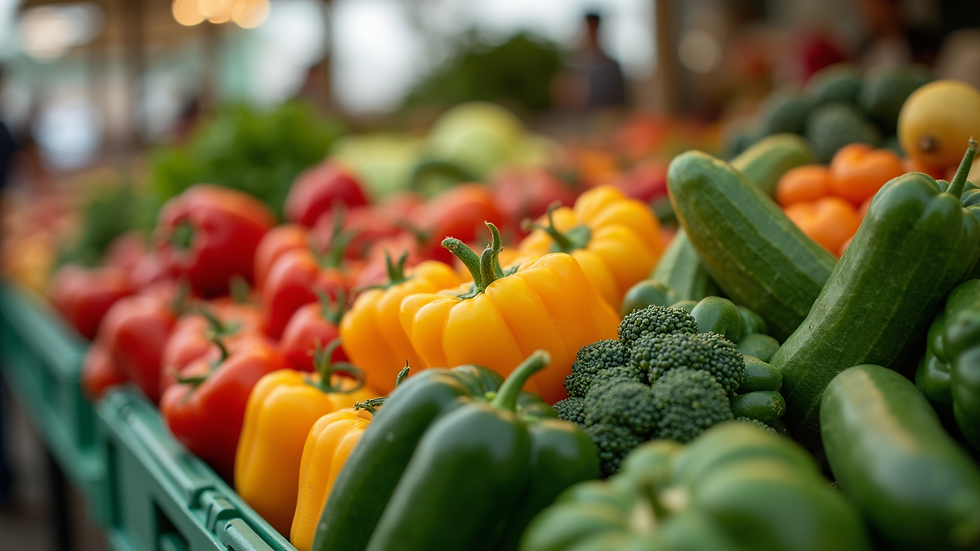 Close-up view of fresh vegetables at a local farmers market