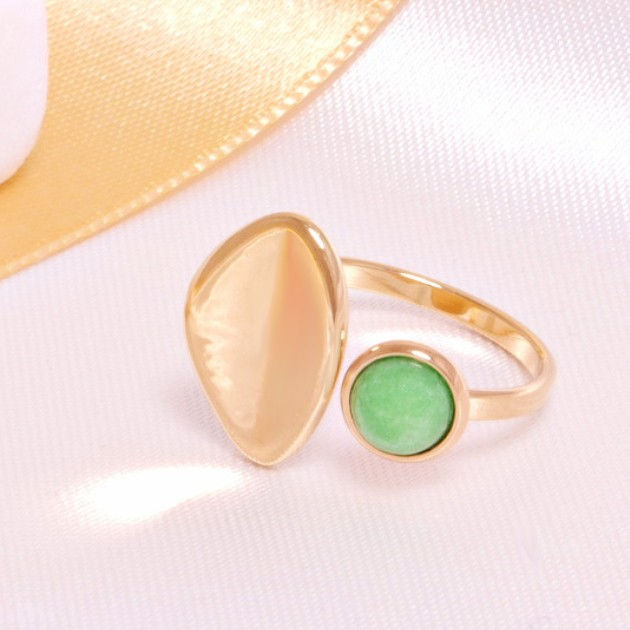 Ατσάλινο δαχτυλίδι με πράσινη πέτρα χρυσό