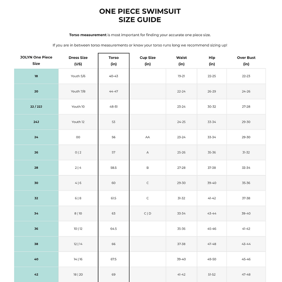 Thumbnail: JOLYN Hawaiian blue one piece open-back swimsuit size chart