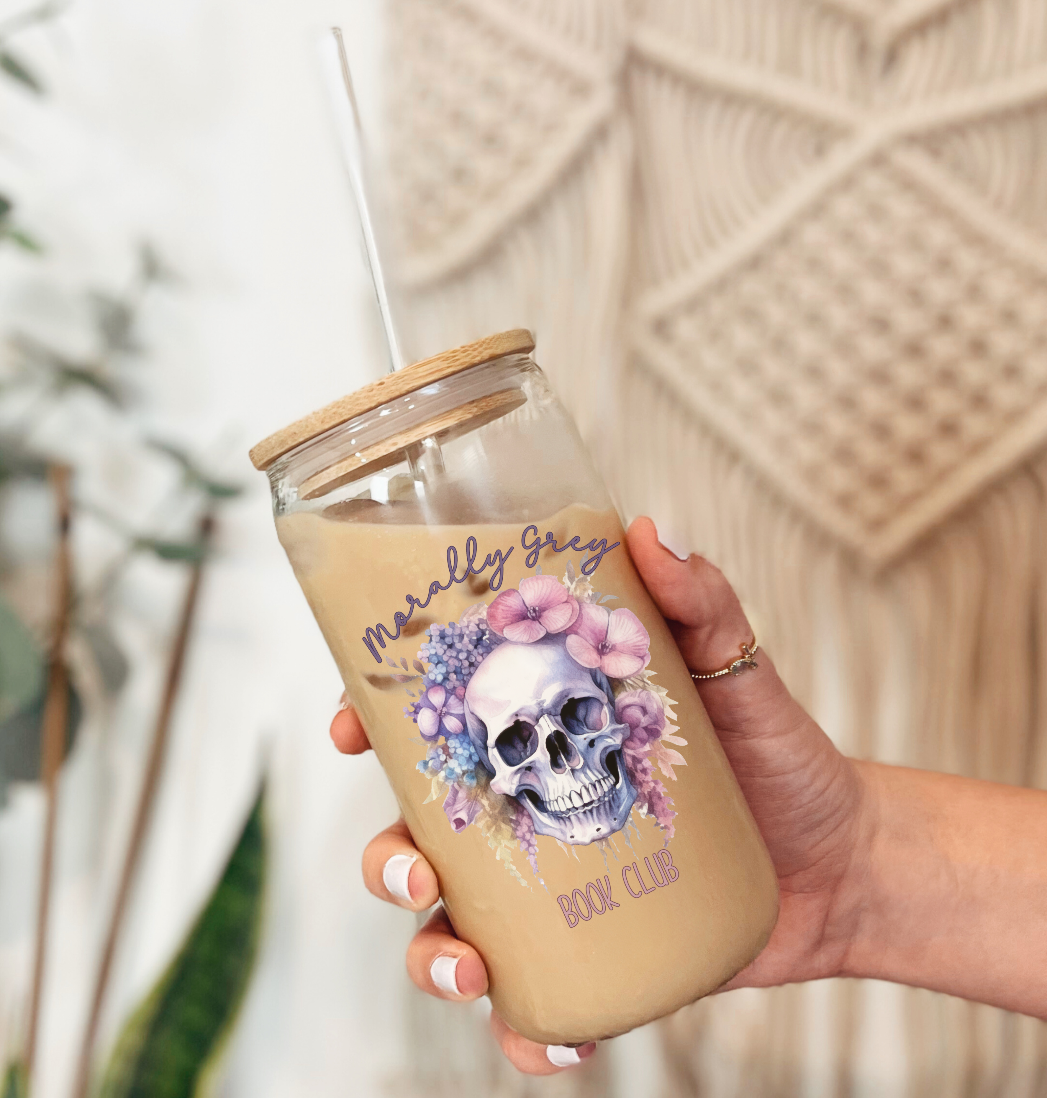 Morally Grey Book Club, 16oz Glass Tumbler