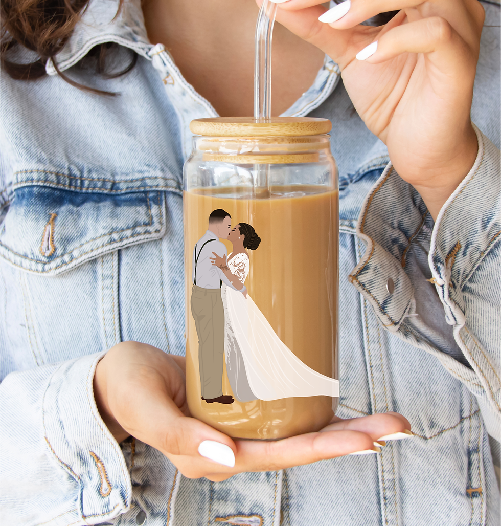 Thumbnail: Custom Drawn Portrait, 16oz Glass Tumbler