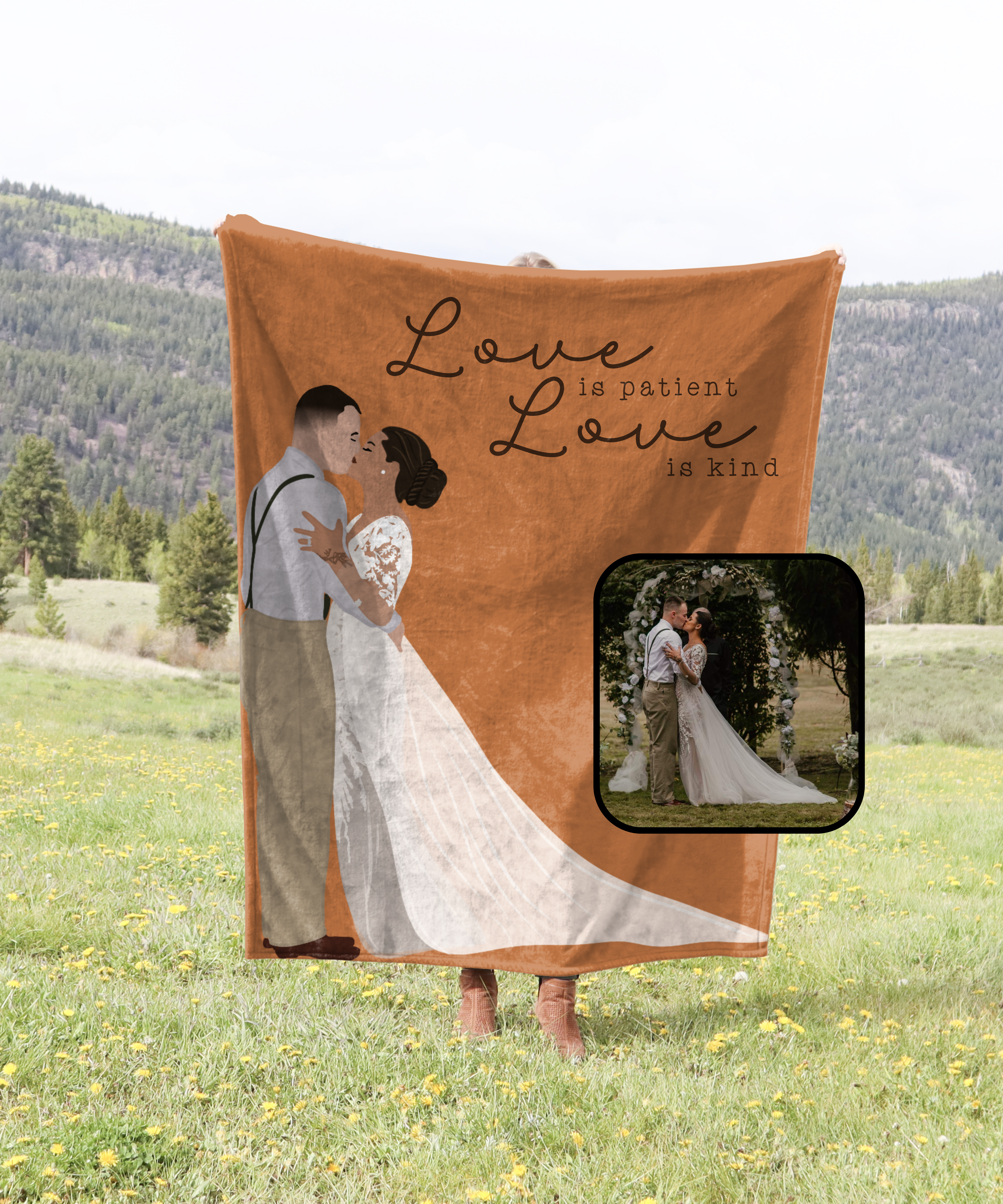 Custom Drawn Portrait Blanket