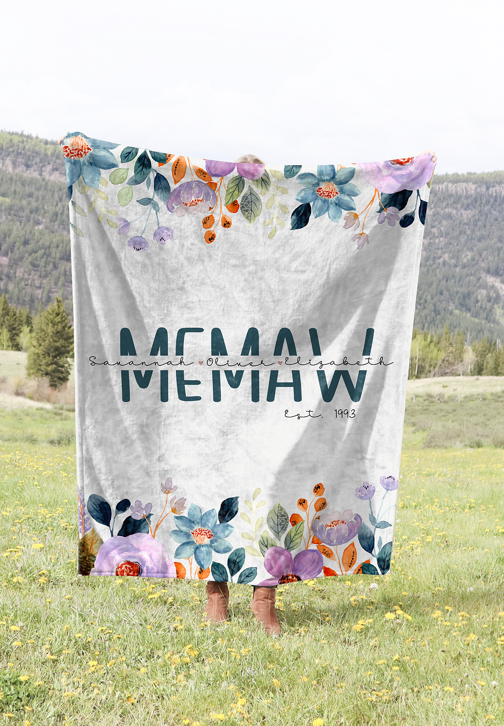 Thumbnail: Memaw split floral blanket