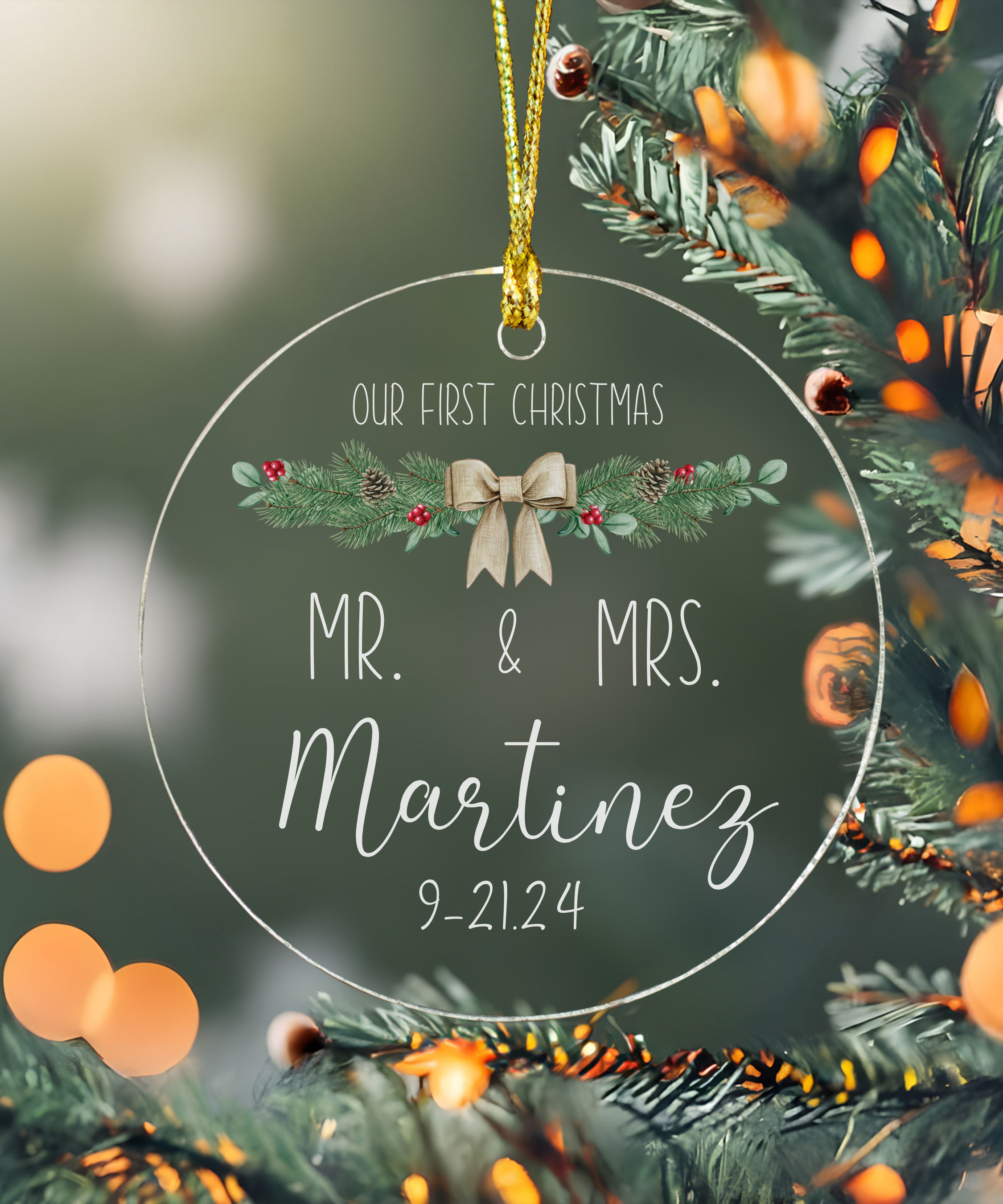 Our First Christmas as Mr & Mrs Acrylic Ornament