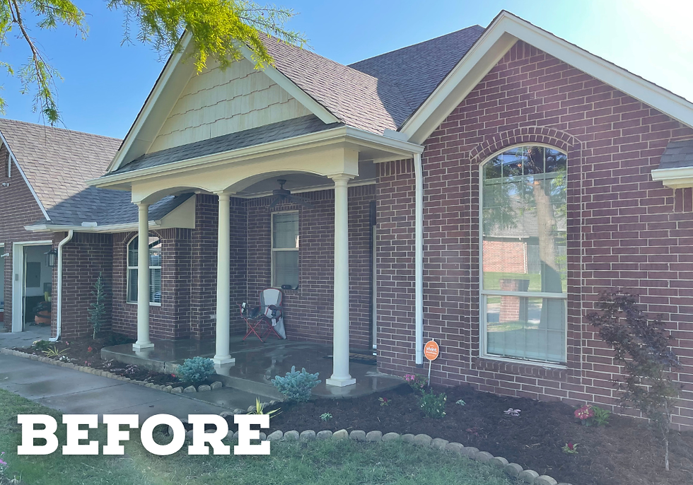 A alternative view of the front before an exterior renovation from EBR Construction.