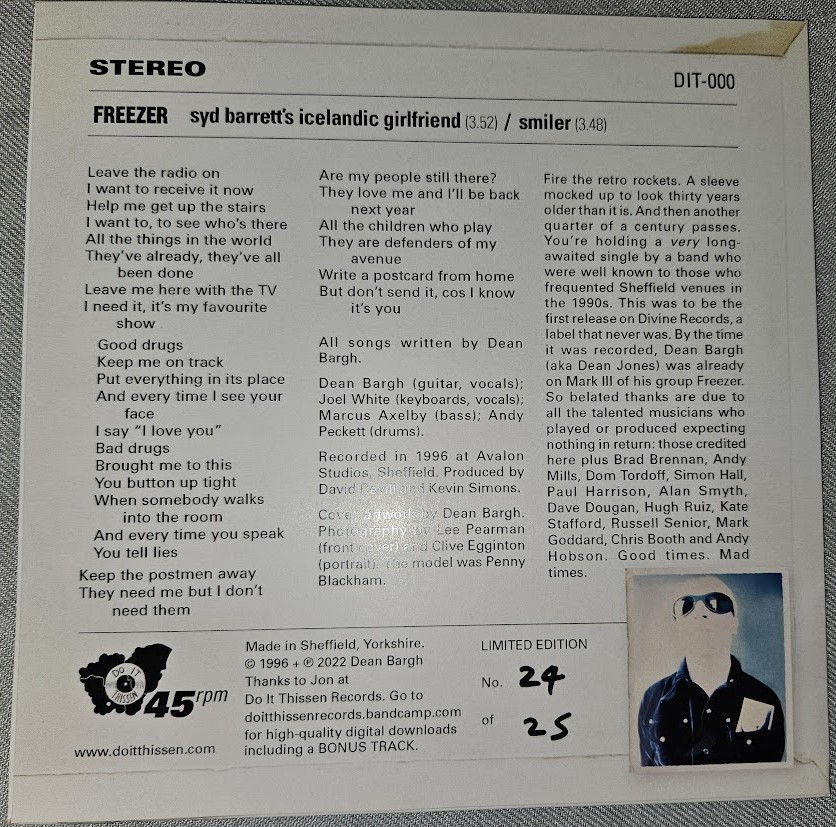 Pikkukuva: Freezer  - Syd Barrett's Icelandic Girlfriend (Lathe, 7", Single, Ltd, Num,