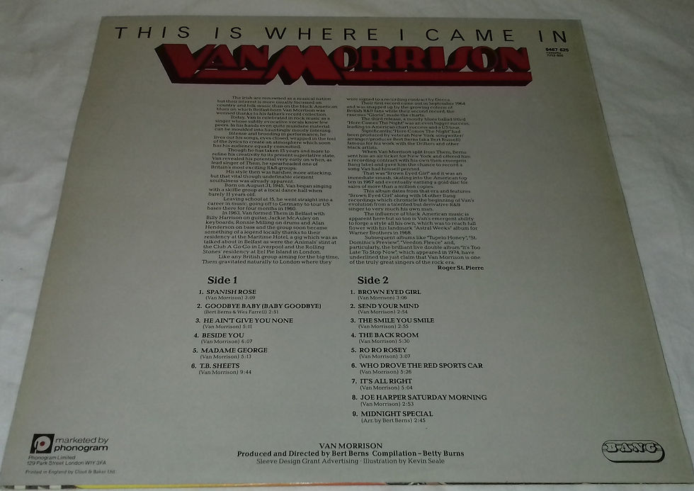 Miniature : Van Morrison - This Is Where I Came In (LP, Comp) (Bang Records)