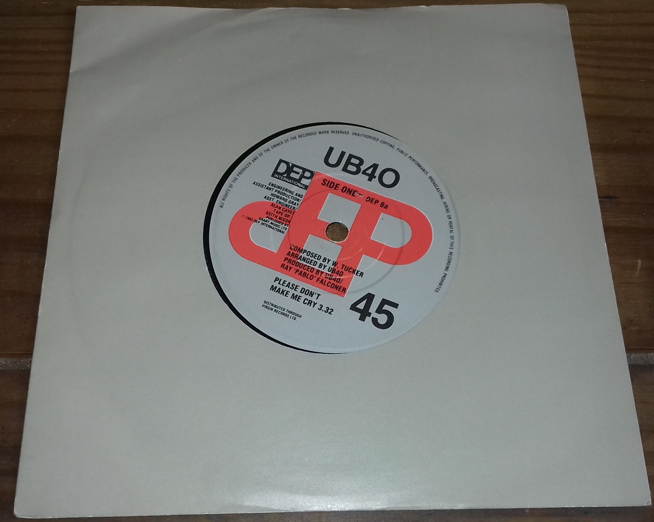 UB40 - Please Don't Make Me Cry (7", Single, Red) (DEP International)