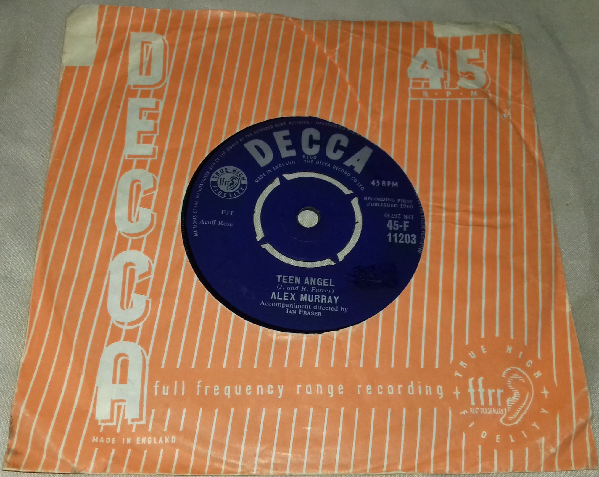 Alex Murray - Teen Angel (7", Single) (Decca)