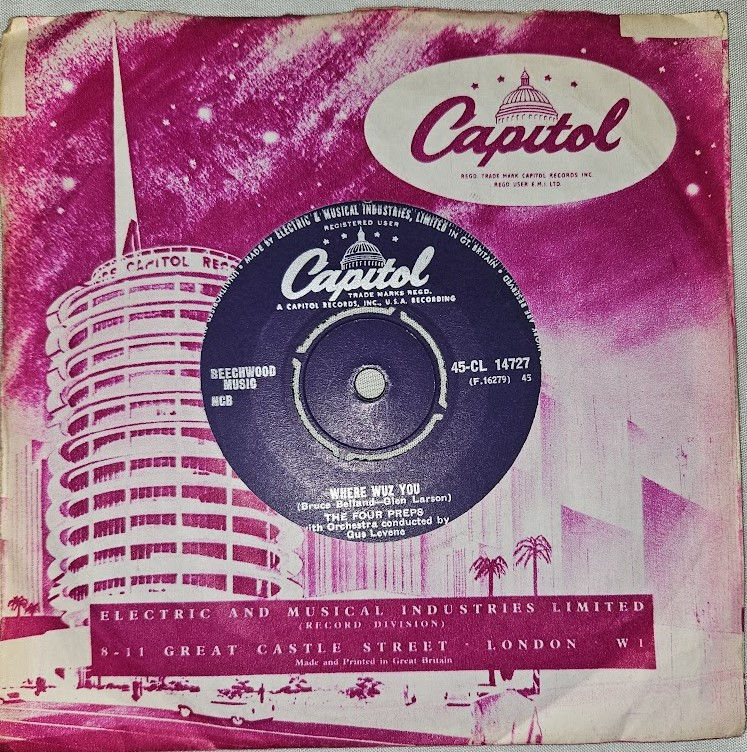 Thumbnail: The Four Preps - Falling Star / Where Wuz You (7") (Capitol Records)
