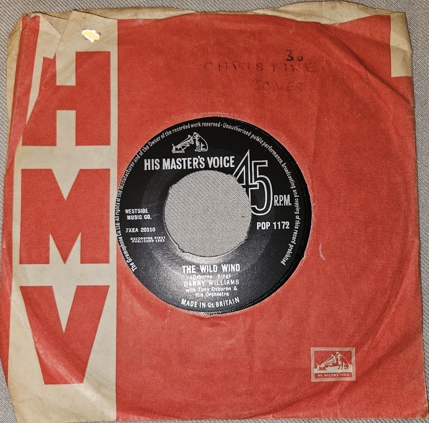 Danny Williams With Tony Osborne & His Orchestra* - The Wild Wind (7", Single, M