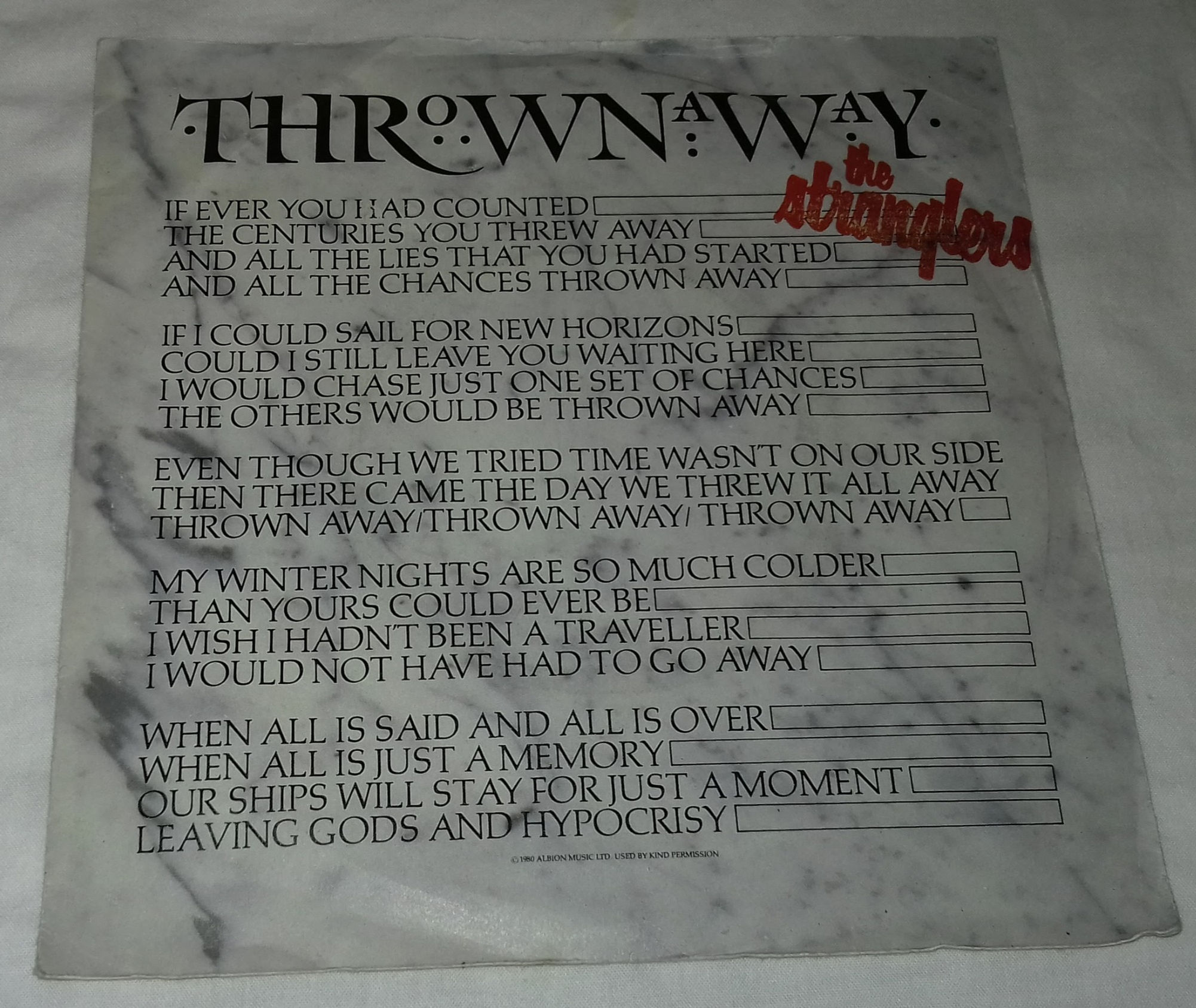 The Stranglers - Thrown Away (7", Single) (Liberty)