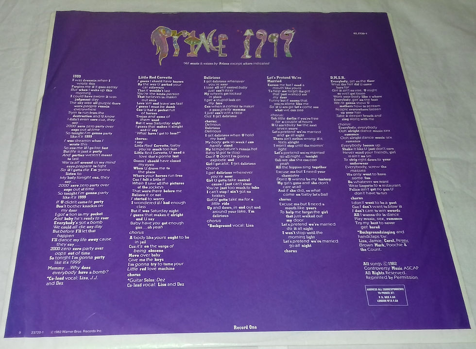 תמונה ממוזערת: Prince - 1999 (2xLP, Album) (Warner Bros. Records, Warner Bros. Records, Warner