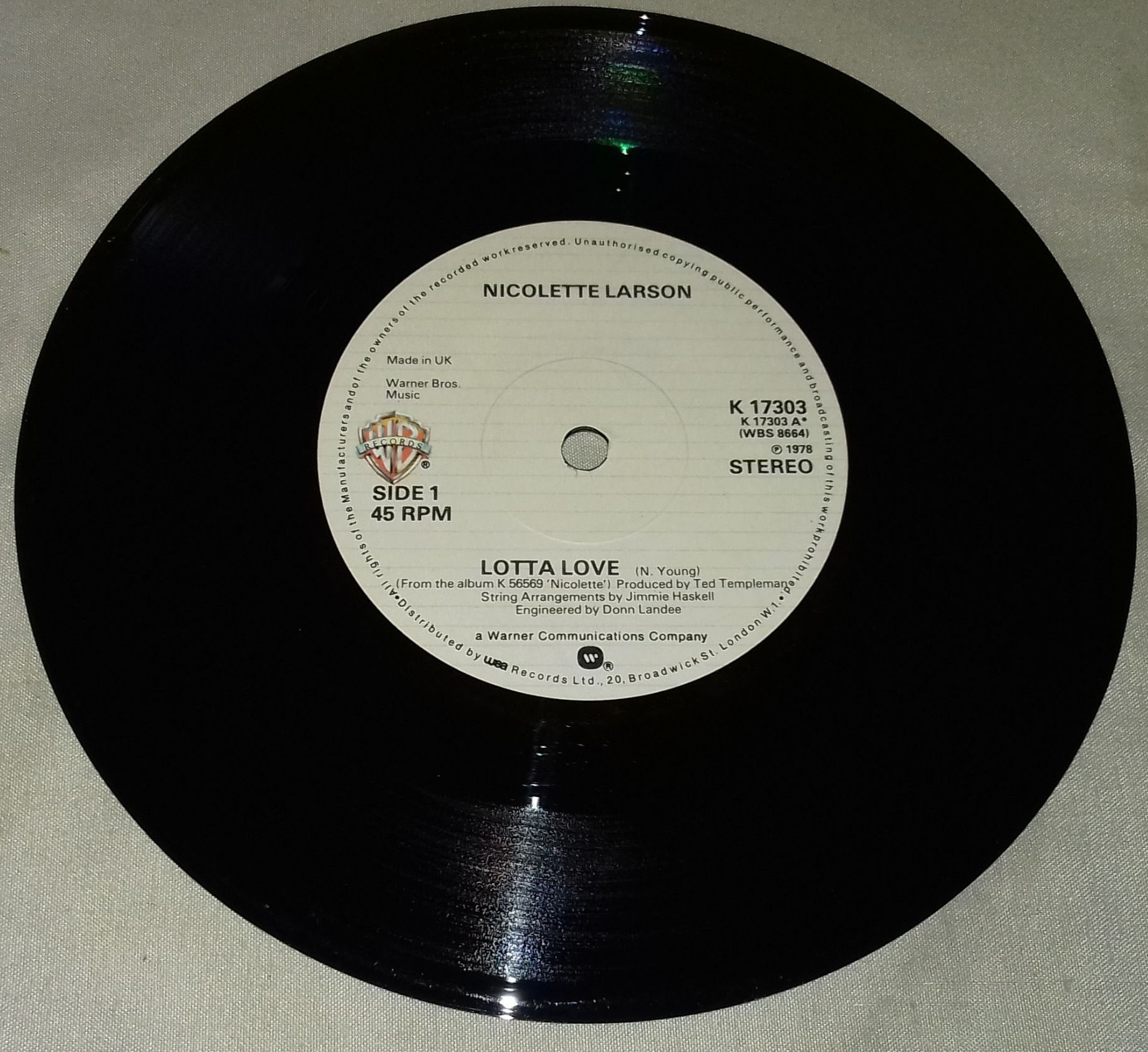 Nicolette Larson - Lotta Love (7", Single) (Warner Bros. Records)